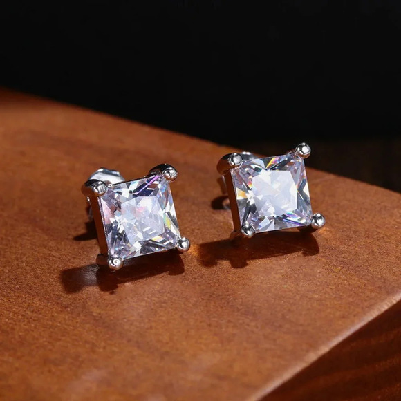 4MM S925 Sterling Silver CZ Stud Earrings for Women/Girl, US19251023 - Picture 1 of 14